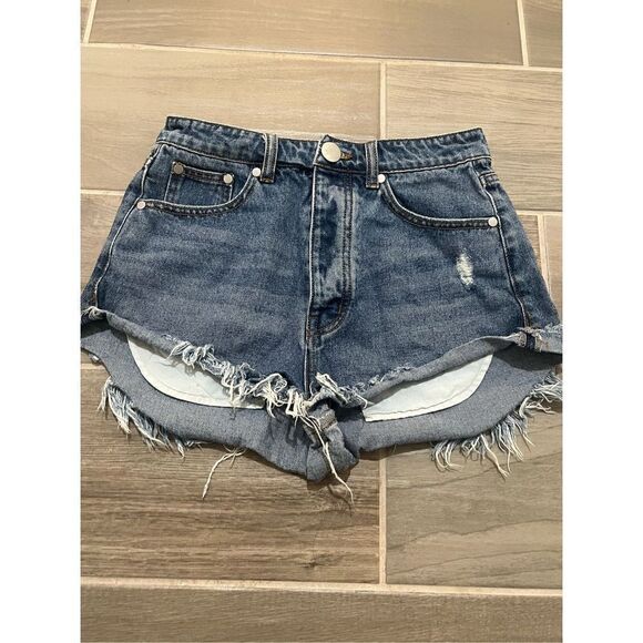 Honeybum cheeky cut off denim jean shorts size small button fly - Picture 1 of 7